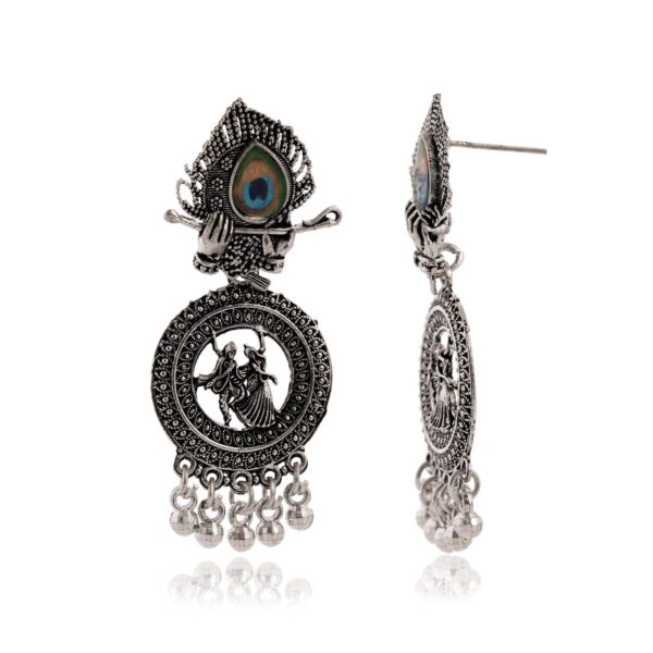 Earrings For Women AZ838-OXidised Traditional Radha Krishna | Silver Beads Ethnic Jhumka/Jhumki - Image 3