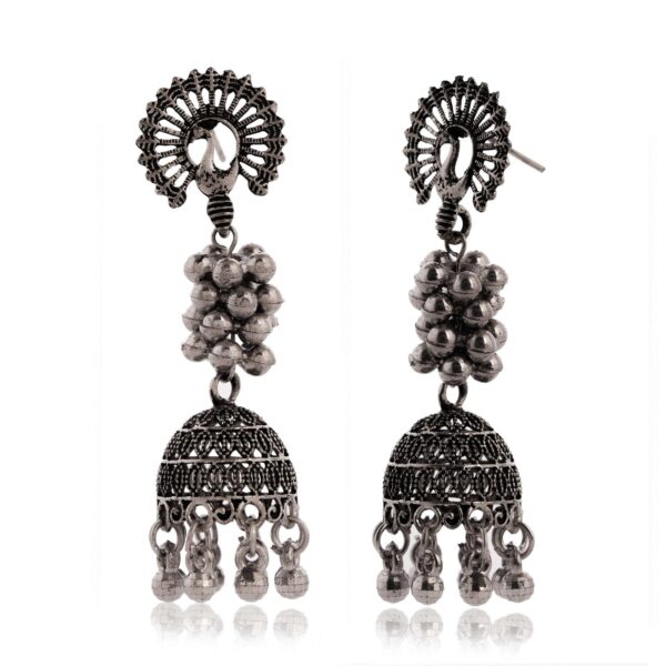 Women's Indian Bollywood Stylish AZ838-OXidised Earrings Traditional Ethnic Jhumka/Jhumki Earrings for Women Unique Design -AZ838-OX-ER7 - Image 4